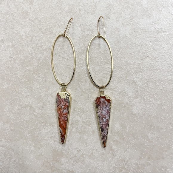 MANACULTURE Dangle Drop Earrings, handmade with genuine stone - Picture 2 of 7